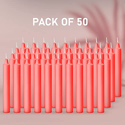 AURA DECOR AuraDecor Pack of 50 Stick Candles || Especially Meant for Healing, Chakras, Ritual Candles, Decoration, Lighting, Home Decor || Burning Time 3 to 4 Hours Each (Red), Paraffin Wax - Image 2