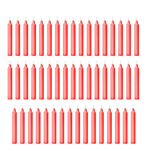 AURA DECOR AuraDecor Pack of 50 Stick Candles || Especially Meant for Healing, Chakras, Ritual Candles, Decoration, Lighting, Home Decor || Burning Time 3 to 4 Hours Each (Red), Paraffin Wax - Image 1
