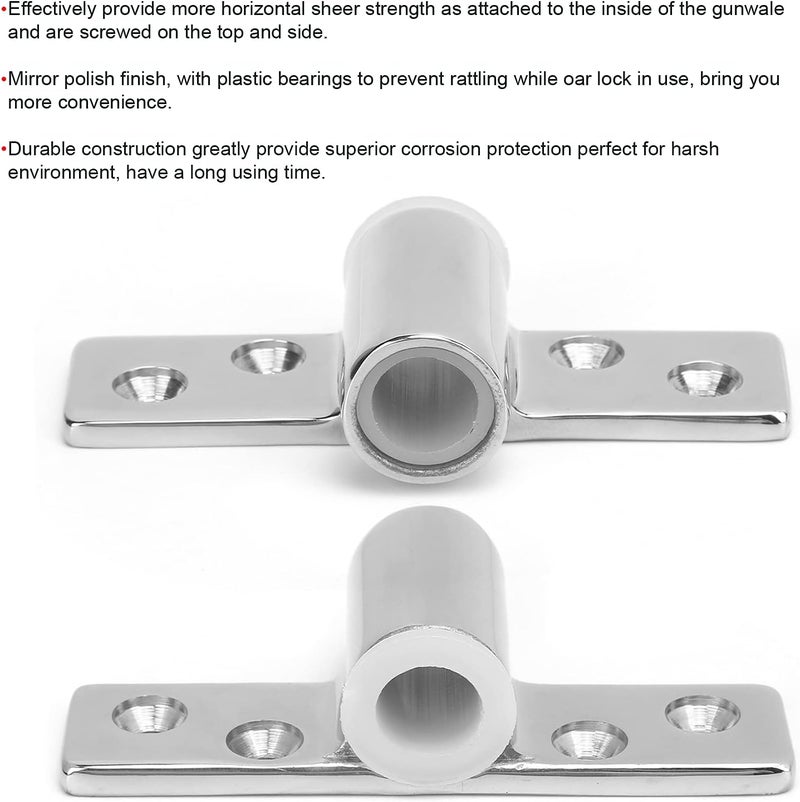 woobles Oarlock Sockets Pair Marine Oarlock Bracket 316 Stainless Steel Side Mounted Mirror Polish Finish for 1/2in Shank Oar Lock Holder Boat Accessories - Image 4