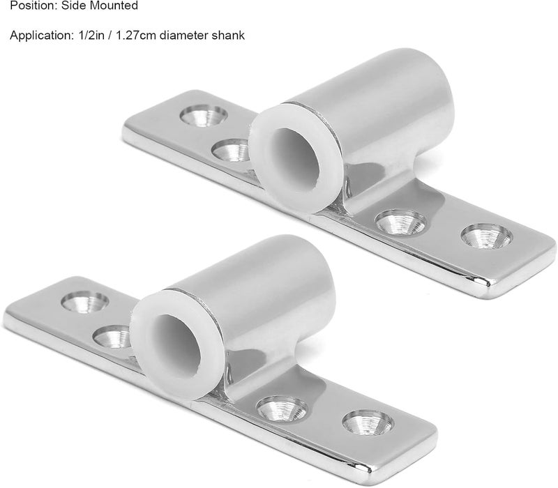 woobles Oarlock Sockets Pair Marine Oarlock Bracket 316 Stainless Steel Side Mounted Mirror Polish Finish for 1/2in Shank Oar Lock Holder Boat Accessories - Image 3
