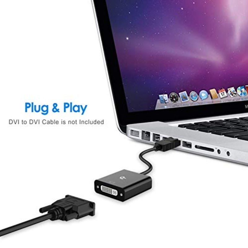 محول DisplayPort DP إلى DVI، محول مطلي بالذهب، أسود - Image 4