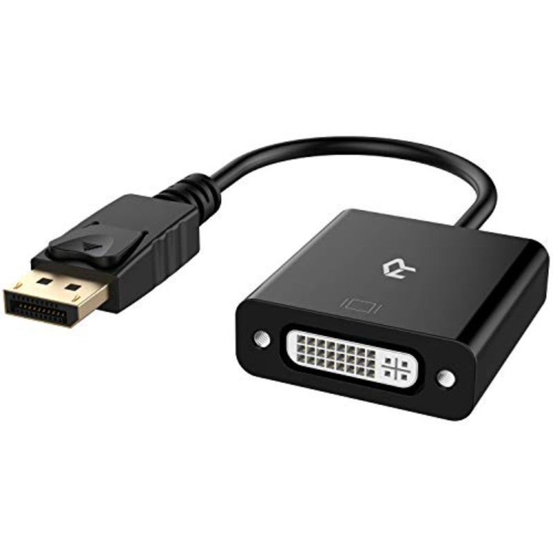 محول DisplayPort DP إلى DVI، محول مطلي بالذهب، أسود - Image 1