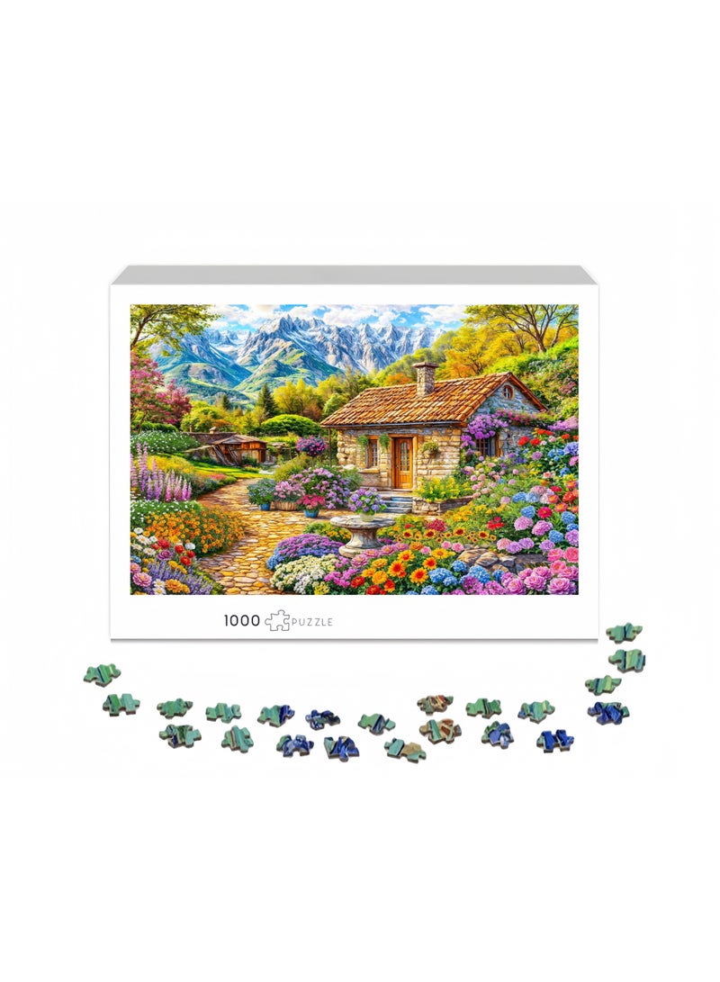 1000 قطعة بانورامية | لعبة بازل مصممة بأسلوب الرسم اليدوي عالي الجودة لفيلات العطلات الفاخرة في الهواء الطلق، موضوع عطلة - ترفيه عائلي / هدية تذكارية للأصدقاء - Image 2