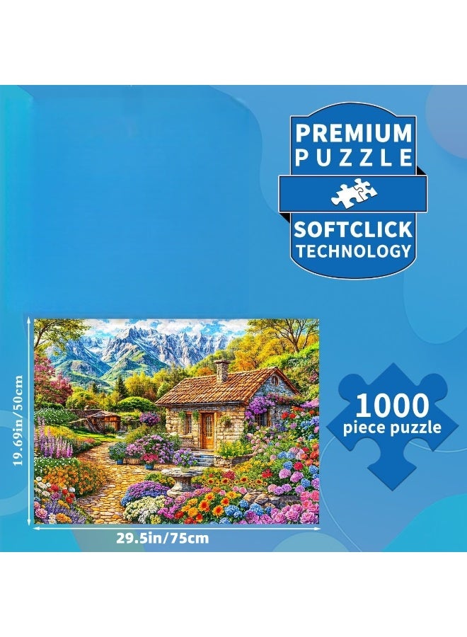 1000 قطعة بانورامية | لعبة بازل مصممة بأسلوب الرسم اليدوي عالي الجودة لفيلات العطلات الفاخرة في الهواء الطلق، موضوع عطلة - ترفيه عائلي / هدية تذكارية للأصدقاء - Image 5