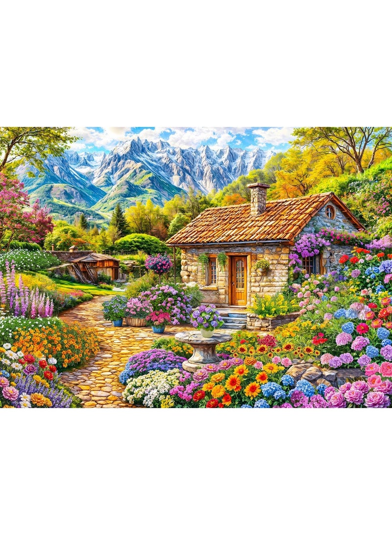 1000 قطعة بانورامية | لعبة بازل مصممة بأسلوب الرسم اليدوي عالي الجودة لفيلات العطلات الفاخرة في الهواء الطلق، موضوع عطلة - ترفيه عائلي / هدية تذكارية للأصدقاء - Image 1