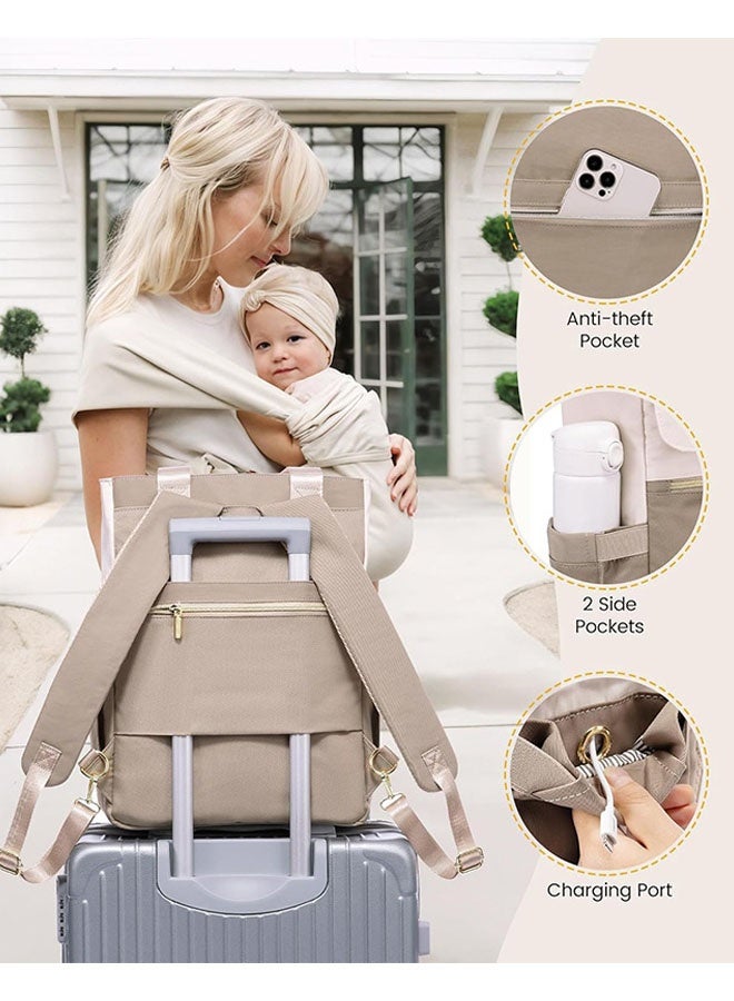 عام حقيبة حفاضات ، حقيبة ظهر الأم ، حقيبة حفاضات مع جيوب معزولة ، حقيبة حمل مع صندوق مصاصة - Image 5