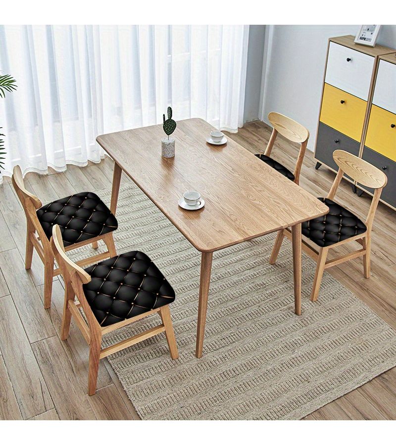 Modern Black Textured 2pcs Chair Seat Covers Durable Polyester Machine Washable Dining Room Decor - Image 3