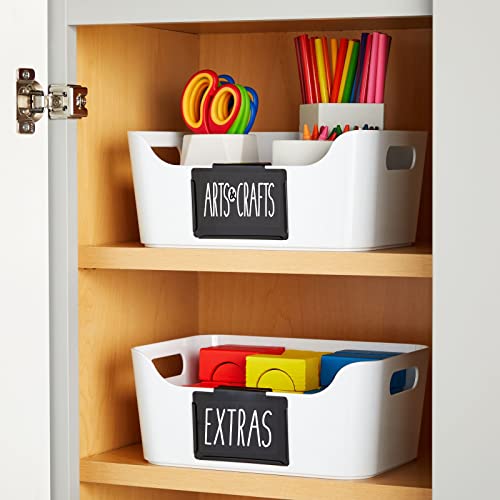 Talented Kitchen Bin Labels Clip-On Metal Basket Holders - Black, 8-Pack, 3.5 x 2.5 in - Kitchen Storage Organization & Bathroom Bin Label Clips - 70 Organizing Tags for Linen Closet - Image 3
