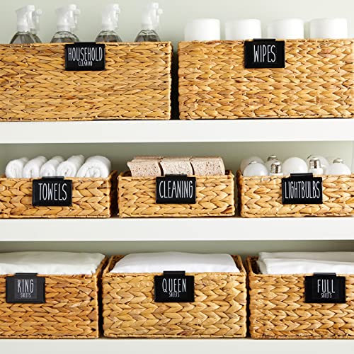 Talented Kitchen Bin Labels Clip-On Metal Basket Holders - Black, 8-Pack, 3.5 x 2.5 in - Kitchen Storage Organization & Bathroom Bin Label Clips - 70 Organizing Tags for Linen Closet - Image 2