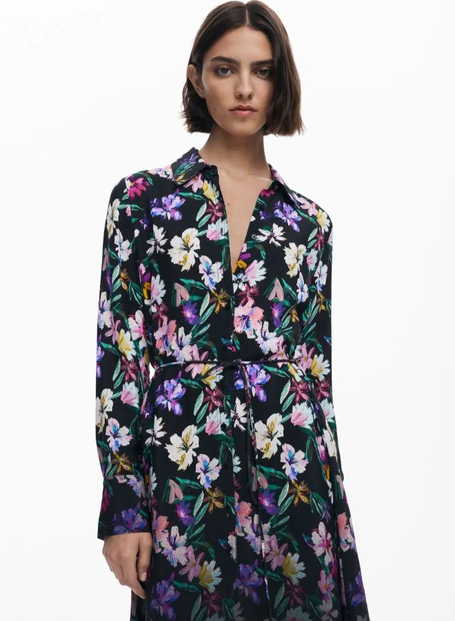 DESIGUAL Gradient Floral Shirt Dress