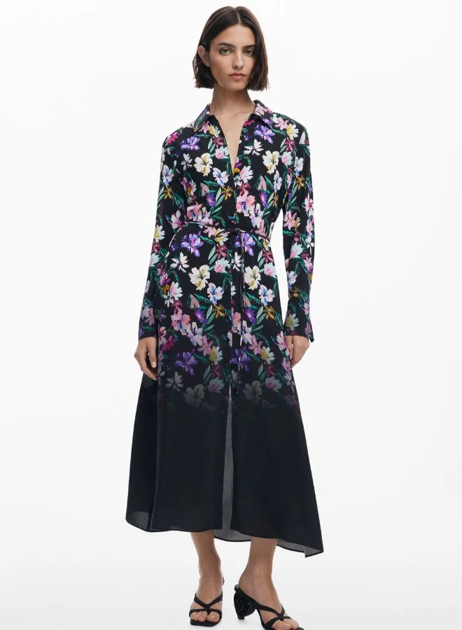 DESIGUAL Gradient Floral Shirt Dress