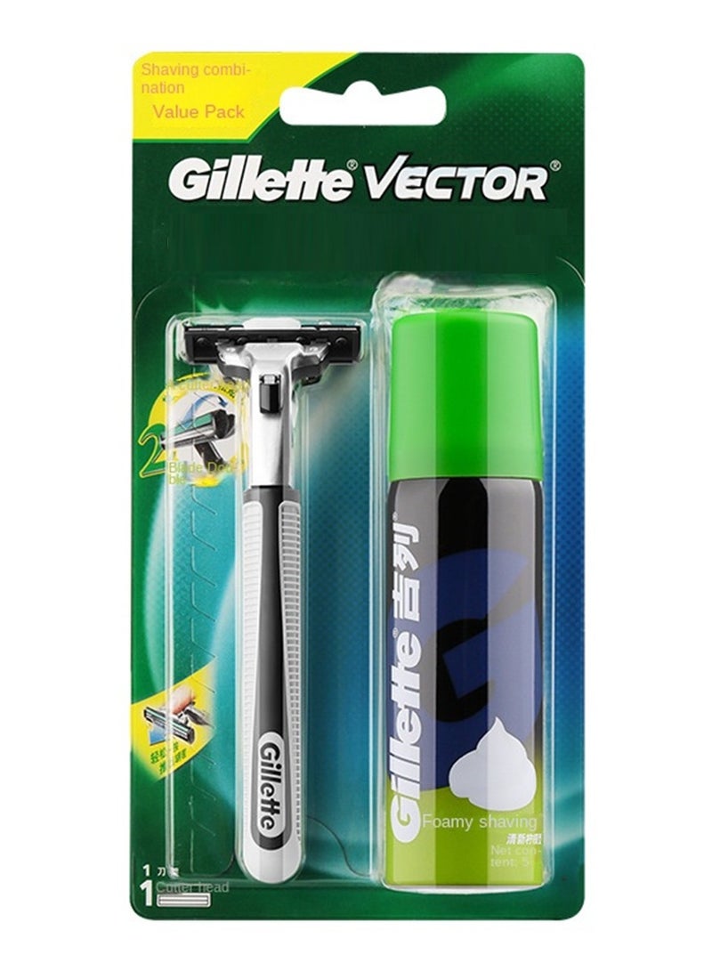ماكينة حلاقة جيليت فيكتور اليدوية ذات الشفرة المزدوجة والرغوة، عبوة سفر متعددة الاستخدامات، شفرة واحدة ورغوة واحدة - Image 5