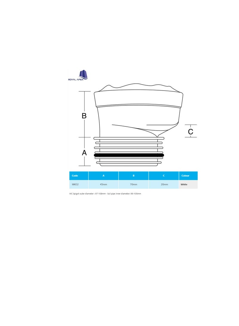 High Quality Standard WC Connector Toilet Pan Connector (Offset 20 mm) - Image 3