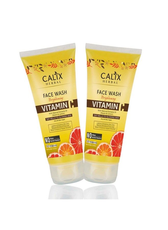 Calix Herbal Organic & Ayurvedic Vitamin C Face Wash For Skin Brightening Lightening & Glowing ; Reduces Wrinkles & Fine Lines For Women & Men Suitable For All Skin Types 100 Ml (Pack Of 2) - Image 2