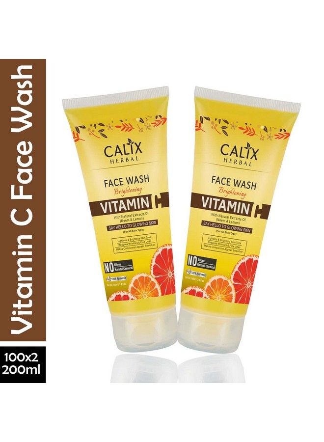 Calix Herbal Organic & Ayurvedic Vitamin C Face Wash For Skin Brightening Lightening & Glowing ; Reduces Wrinkles & Fine Lines For Women & Men Suitable For All Skin Types 100 Ml (Pack Of 2) - Image 3