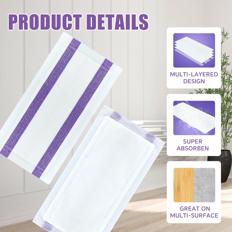 YFUARY 50 Count for Swiffer Wet Jet Pads, Disposable Wet Jet Pads, for Swiffer Wet Pads Refill for Spray Mop, All-Floor Cleaning Pads Safe for Hardwood & Multi-Surface - Image 2