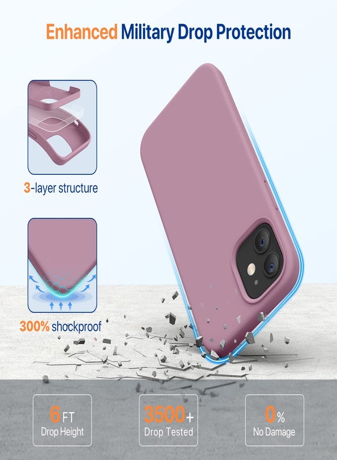 ميراكيس جراب Miracase متوافق مع هاتف iPhone 12 و iPhone 12 Pro مقاس 6.1 بوصة (2020)، جراب حماية كامل للجسم من السيليكون السائل والمطاط الهلامي، مقاوم للصدمات والسقوط (لون الكشمش الأسود) - Image 4