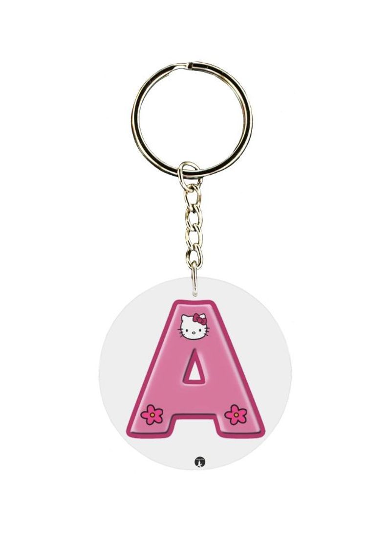 RKN سلسلة مفاتيح كرتونية على شكل حرف A قطة