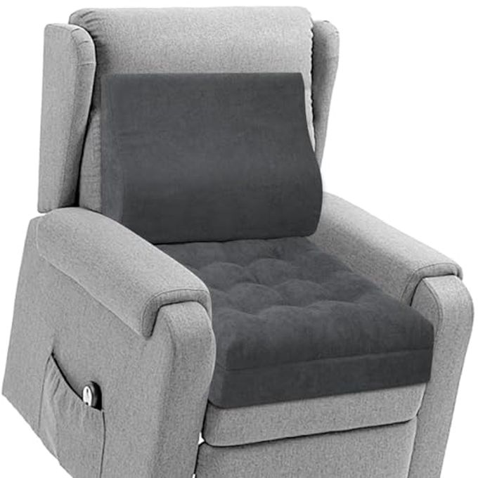 TANYOO Recliner Cushion for Elderly with Lumbar Support Pillow 20x20x5 Inch Extra Thick Recliner Seat Cushion for Seniors Relief Back Pain and Tailbone Pain from Long Sitting Non-Slip Bottom - Image 1