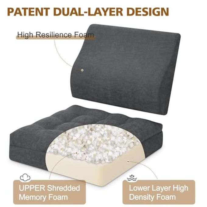 TANYOO Recliner Cushion for Elderly with Lumbar Support Pillow 20x20x5 Inch Extra Thick Recliner Seat Cushion for Seniors Relief Back Pain and Tailbone Pain from Long Sitting Non-Slip Bottom - Image 2