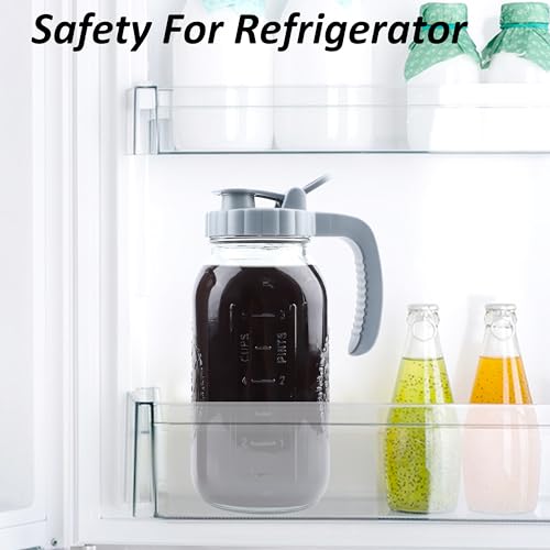 MBSRITY Cold Brew Coffee Maker 64 OZ 2 Pack Mason Jar Cold Brew Pitcher With Infuser 2 Quart Wide Mouth Iced Coffee Maker With Pour Spout Lid And Handle Half Gallon Airtight & Leakproof Pitcher For Fridge - Image 2