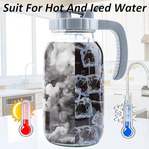 MBSRITY Cold Brew Coffee Maker 64 OZ 2 Pack Mason Jar Cold Brew Pitcher With Infuser 2 Quart Wide Mouth Iced Coffee Maker With Pour Spout Lid And Handle Half Gallon Airtight & Leakproof Pitcher For Fridge - Image 5
