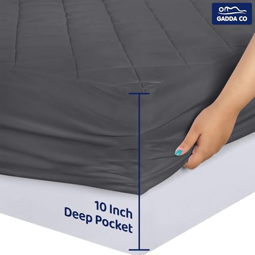 GADDA CO Waterproof Cotton Quilted Mattress Protector Queen Size (72x60 Inch | 6x5 Ft) | 100% Breathable Hypoallergenic Noiseless Ultra Soft Elastic Fitted Bed Protector | Washable Bed Cover - Grey - Image 5