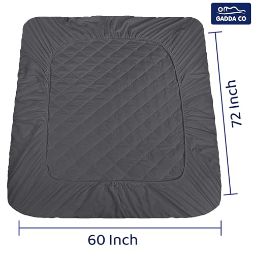 GADDA CO Waterproof Cotton Quilted Mattress Protector Queen Size (72x60 Inch | 6x5 Ft) | 100% Breathable Hypoallergenic Noiseless Ultra Soft Elastic Fitted Bed Protector | Washable Bed Cover - Grey - Image 3