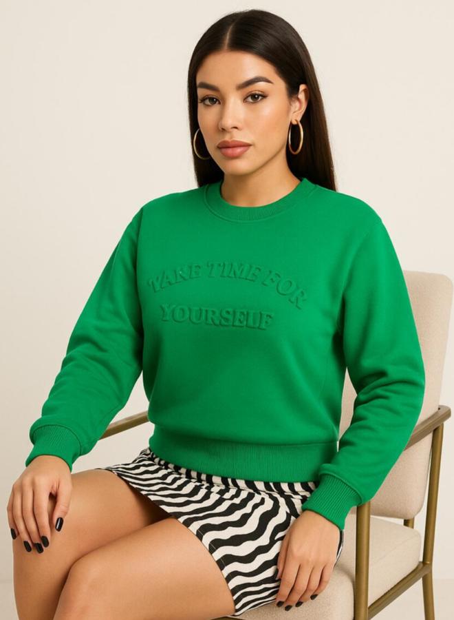 Pause Women Regular Fit Embossed Detail Sweatshirt - Image 3