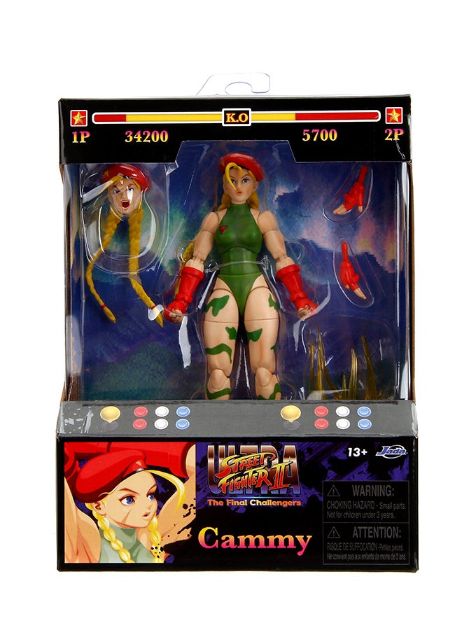Jada STREET FIGHTER CAMMY 6 inch deluxe articulated collector figure with interchangeable hands and head, accessories and 20 articulated points - Image 1