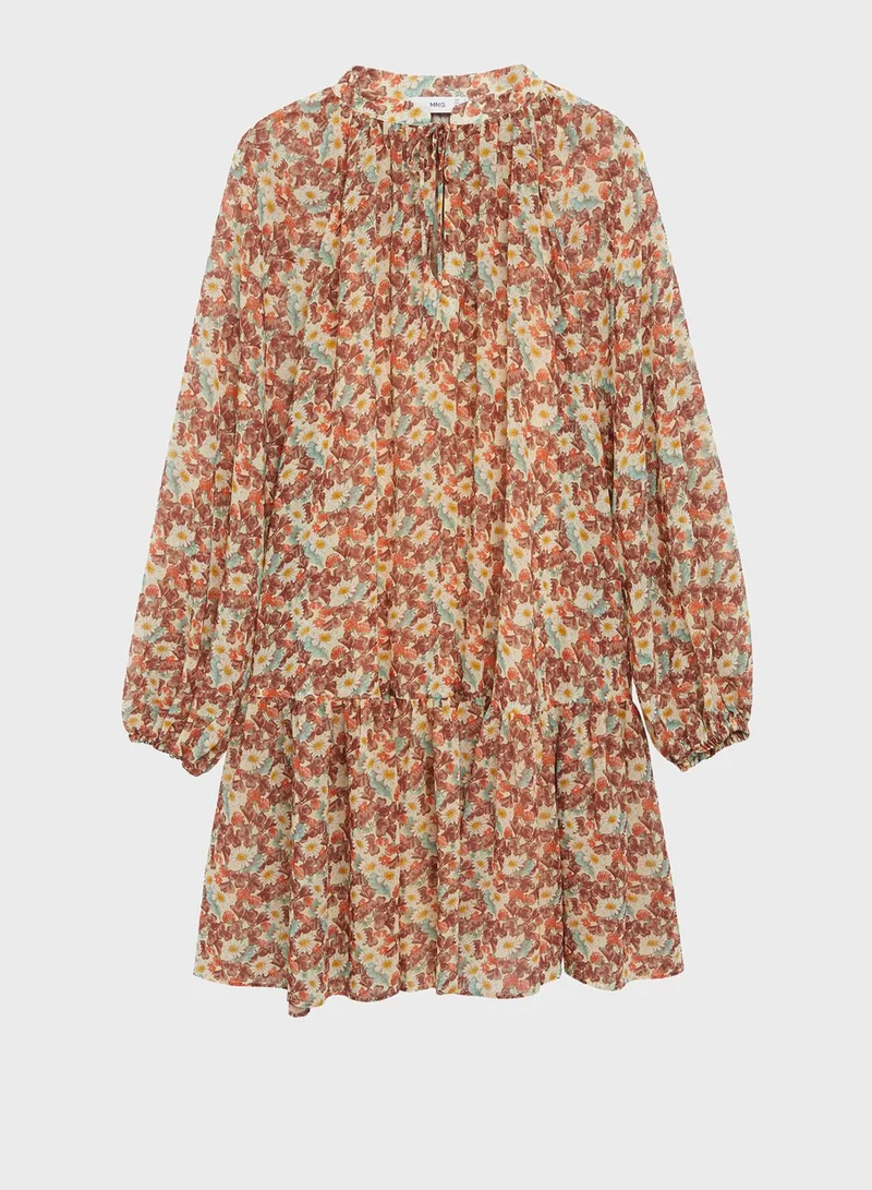MANGO Printed Balloon Sleeve Dress
