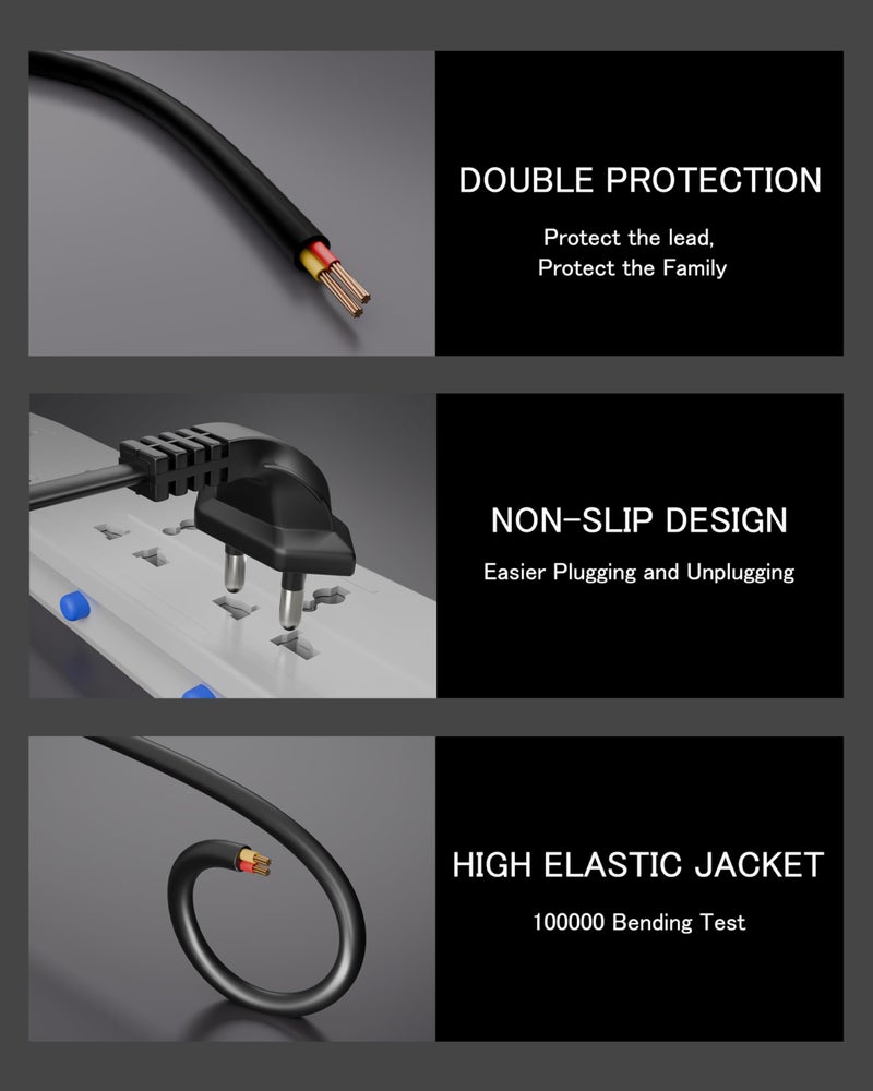 FEDUS 1.2 Meter 2-pin L-Shape Universal Replacement AC Power Cord Cable Wire for LED TV, Printer, Play Station, Laptop PC Notebook Computer, Tape Recorder, Camera Black - Image 4