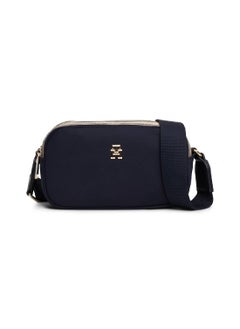 TOMMY HILFIGER Women's Signature Zip Camera Bag, Blue- Recycled Polyester  - Image 1