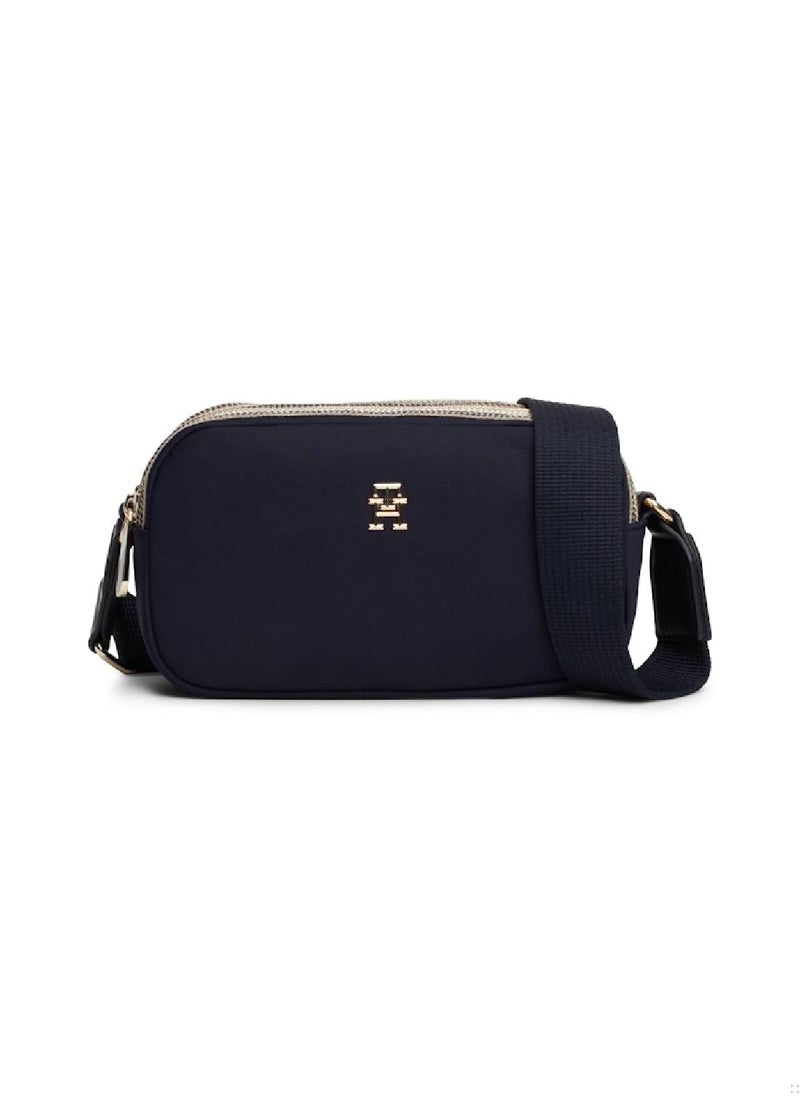 TOMMY HILFIGER Women's Signature Zip Camera Bag, Blue- Recycled Polyester  - Image 1