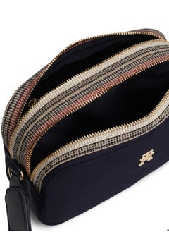 TOMMY HILFIGER Women's Signature Zip Camera Bag, Blue- Recycled Polyester  - Image 2