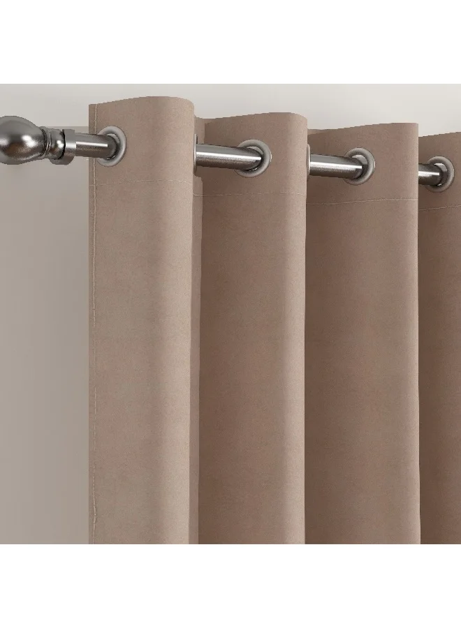 هوم بوكس طقم ستائر دوف مخملي قطعتين، تعتيم إضافي، 135 × 300 سم