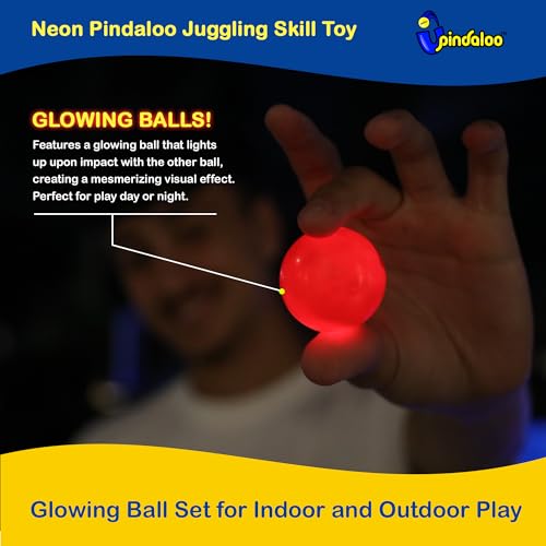 pindaloo Original Led Light Neon Skill Game with 2 Balls- Gifts for Kids and Adults Indoor & Outdoor Games, Girls, & Teens - Gift Ideas, Fun Stuff, Develops Motor & Juggling Skills (Neon) - Image 3