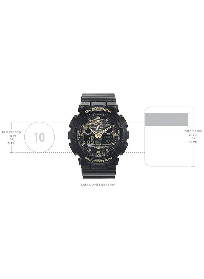 جي شوك ساعة كاسيو جي-شوك للرجال رياضية بعقارب ورقمية GA-100CF-1A9DR، سوار راتنج - Image 4