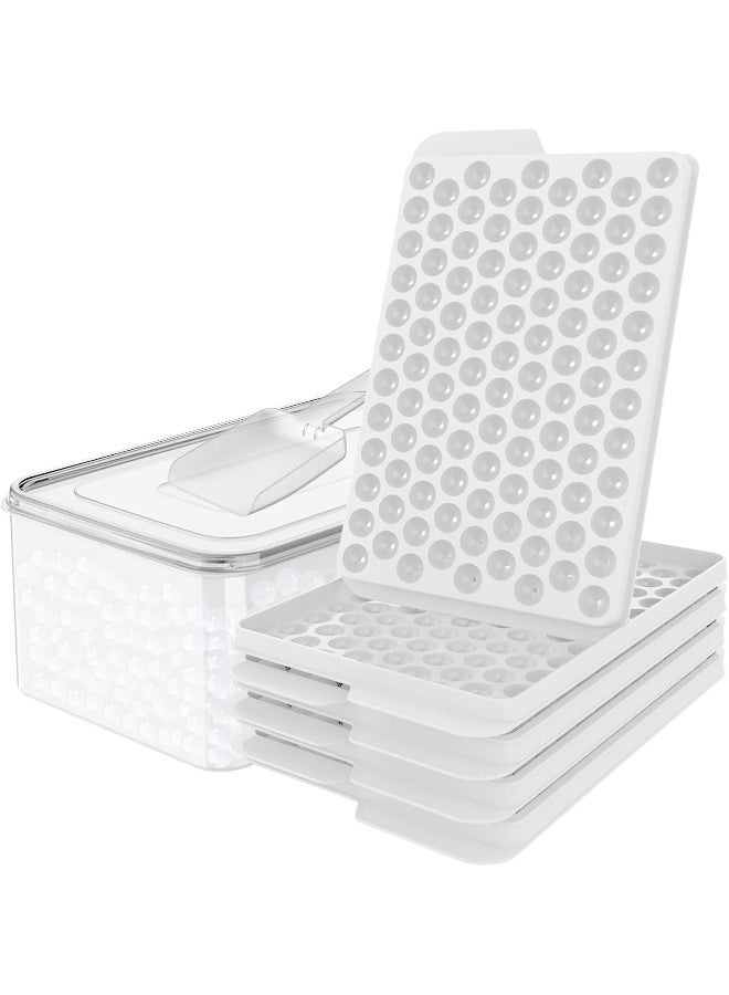 WIBIMEN Mini Ice Cube Trays, Upgraded Small Easy Release Ice Cube Trays, 104x4 PCS Tiny Ice Trays for Chilling Drinks, Coffee, Juice (4Pack White Trays, Ice Bin & Scoop) - Image 1