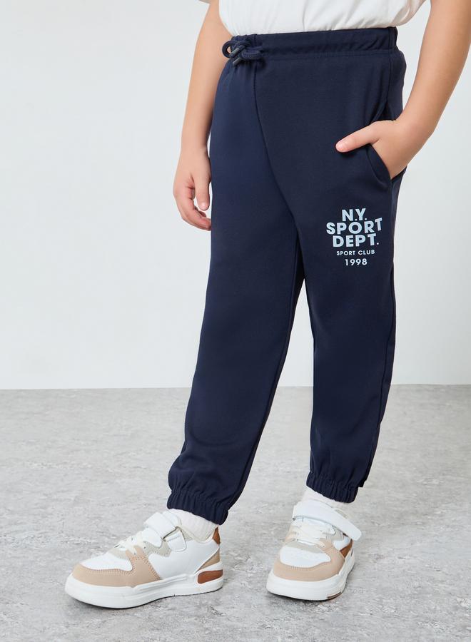 ستايلي بنطلون رياضي جوغر مطبوع بأساور مطاطية - Image 1