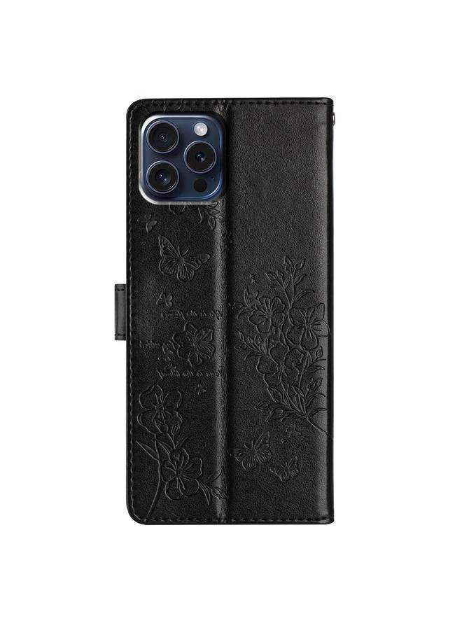 S-TOP Case For iPhone 16 Pro Max Butterflies and Flowers Leather Phone Case - Image 3