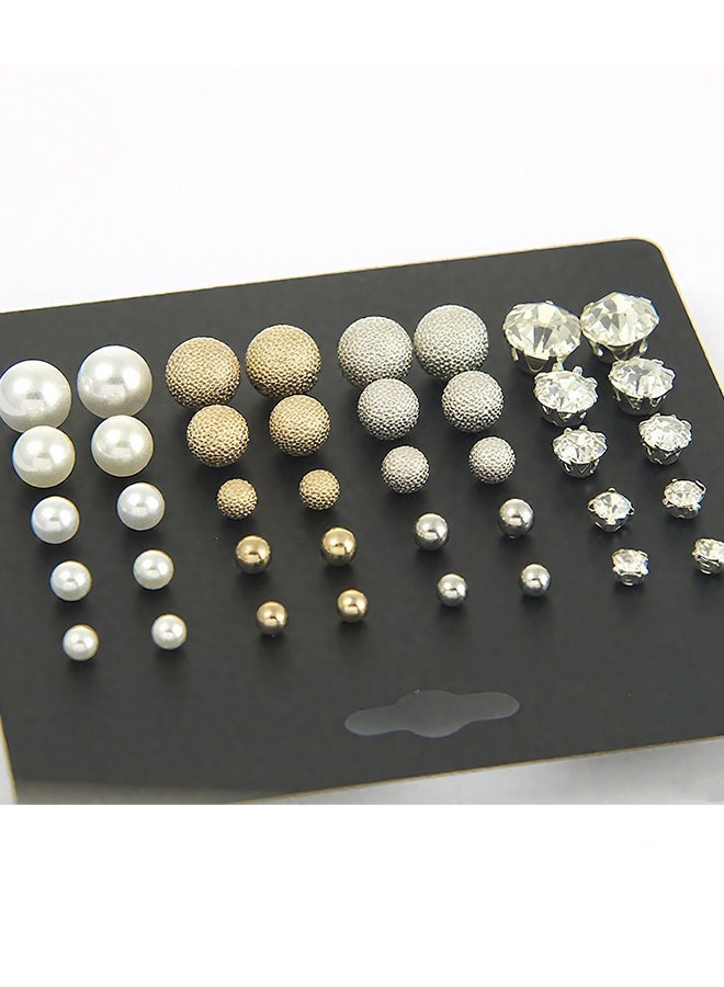 Happy D Pair Of 20 Alloy Rhinestone Fashion Ear Studs - Image 3