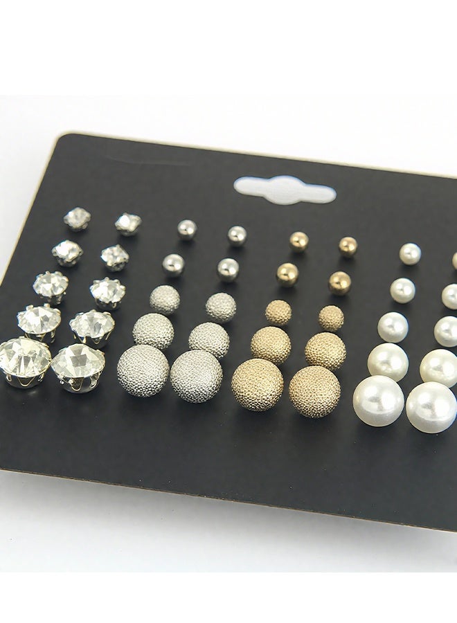 Happy D Pair Of 20 Alloy Rhinestone Fashion Ear Studs - Image 5