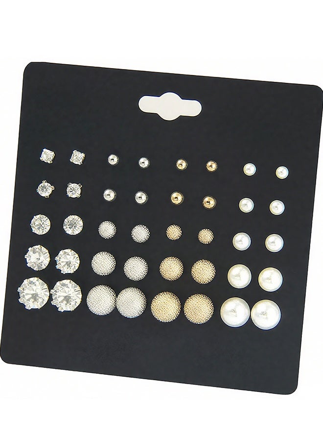 Happy D Pair Of 20 Alloy Rhinestone Fashion Ear Studs - Image 4