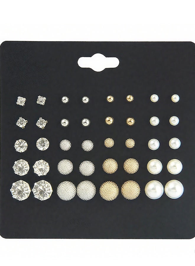 Happy D Pair Of 20 Alloy Rhinestone Fashion Ear Studs - Image 1