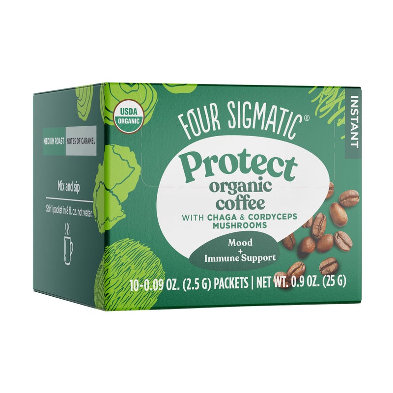 Four Sigmatic Organic Instant Coffee Powder  Mushroom Coffee Instant Mix with Cordyceps Chaga and Eleuthero for Better Focus and Immune Support  10 Packets - Image 3