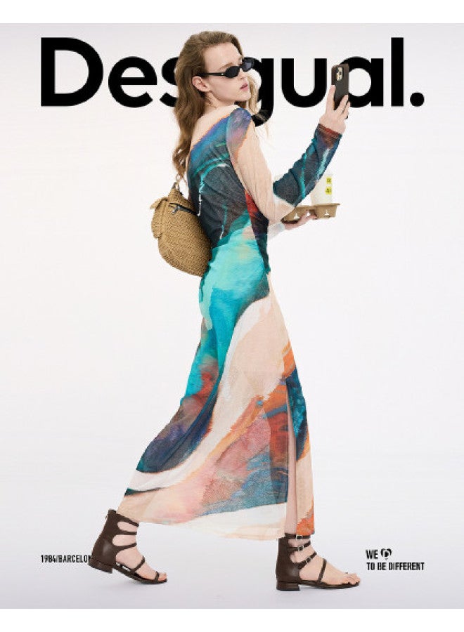 DESIGUAL spring-summer 2025 New Abstract Print Asymmetrical Hem Design Dress - Image 1