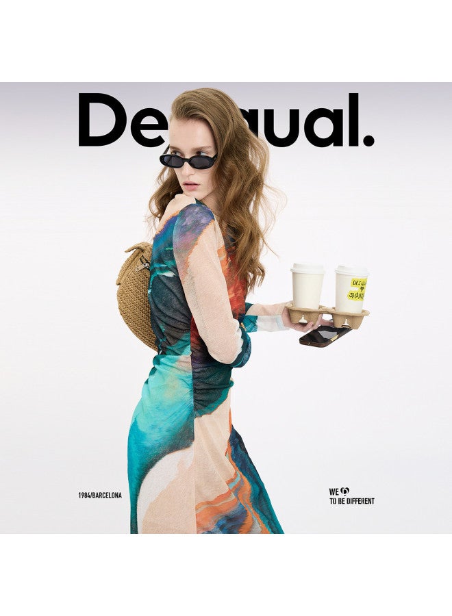 DESIGUAL spring-summer 2025 New Abstract Print Asymmetrical Hem Design Dress - Image 3