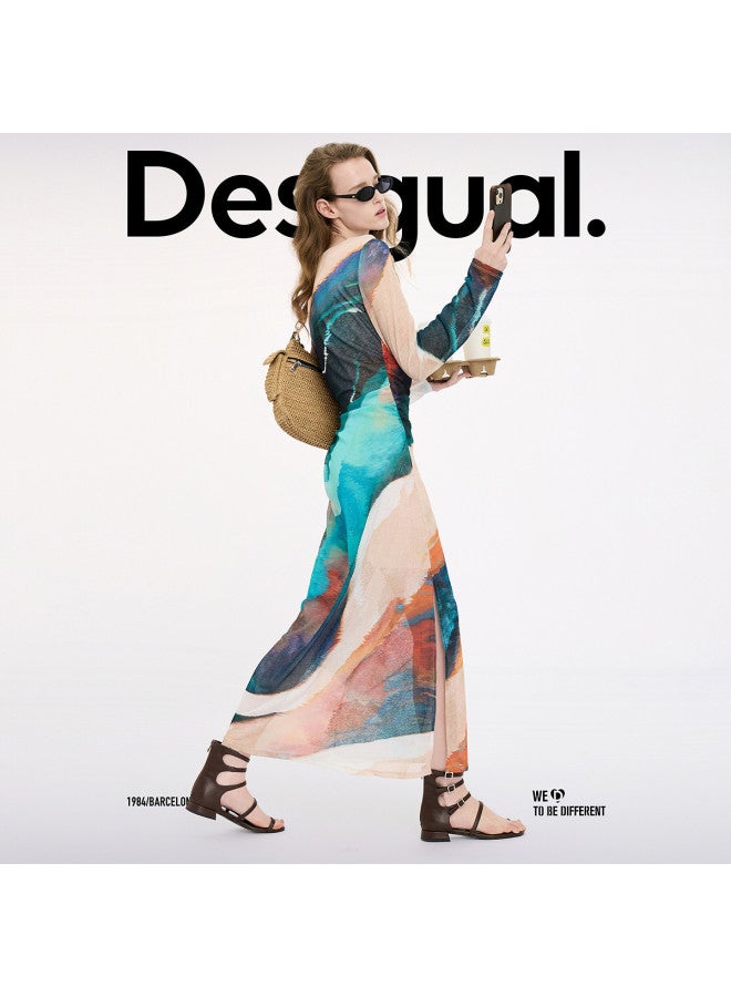 DESIGUAL spring-summer 2025 New Abstract Print Asymmetrical Hem Design Dress - Image 2