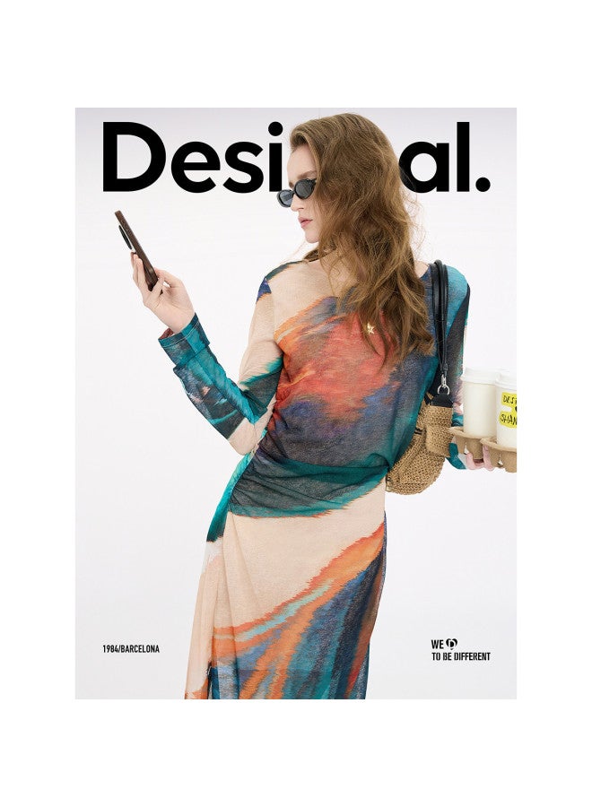 DESIGUAL spring-summer 2025 New Abstract Print Asymmetrical Hem Design Dress - Image 4